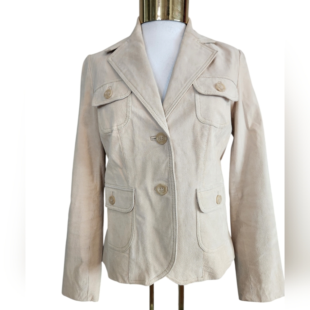 🌿Vintage B.U.M. Equipment - Tan Suede Leather Blazer Jacket - Size S